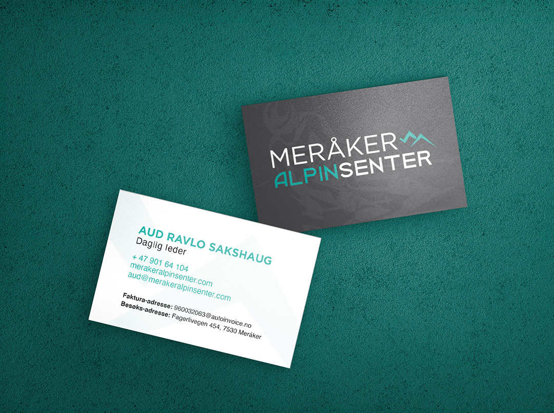 Refreshet logo, produksjon av visittkort for Meråker alpinsenter