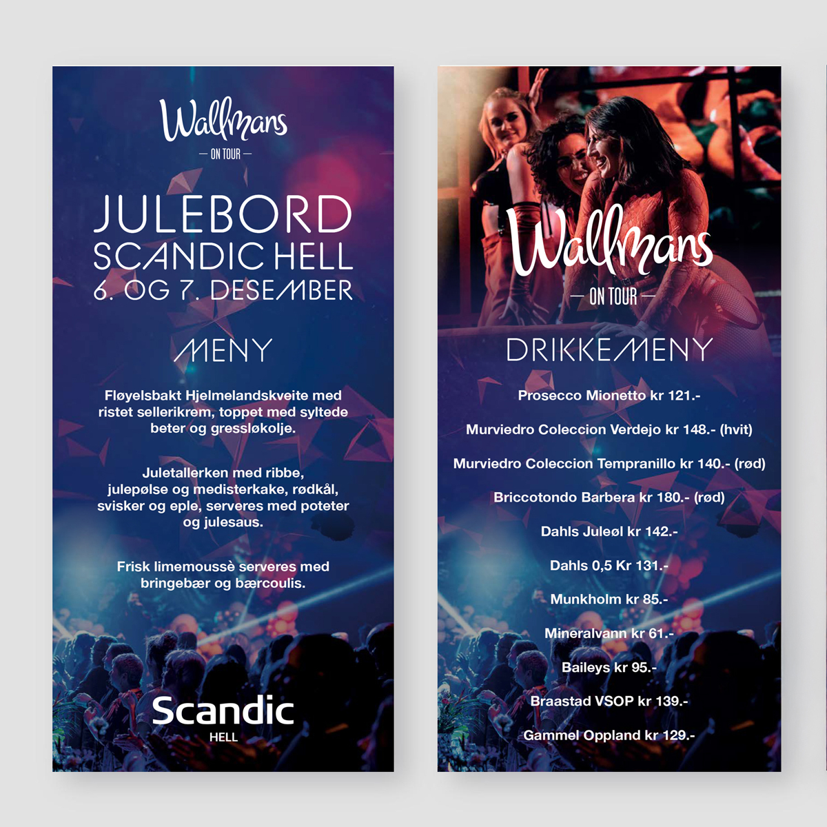 Vi produserte menyer og drikkekart for Scandic Hell julebord