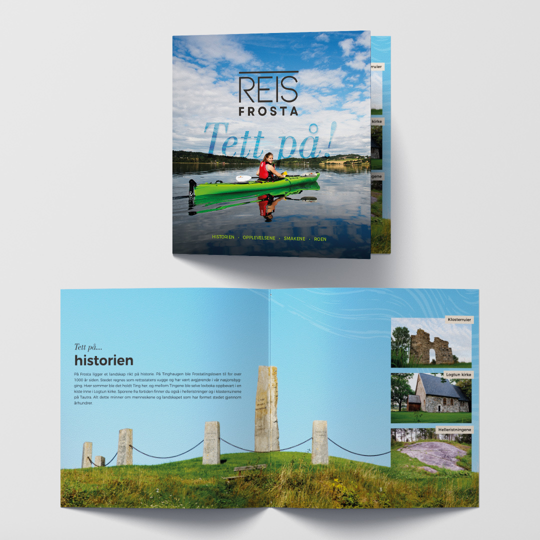Designoppsett av Reis Frosta Brosjyre laget av Reklamebanken